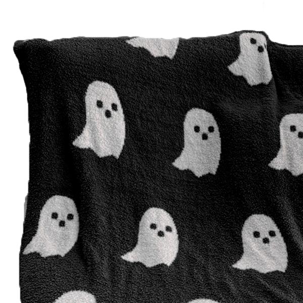 Spöke filt mjuk bekväm andningsbar Halloween filt för att titta på TV Camping Svart Vit 150x200cm/59x79in 1300g/45.9oz
