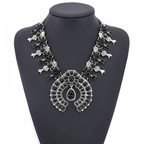 Halsband för kvinnor, Boho turkos blomma hänge kläder Acc