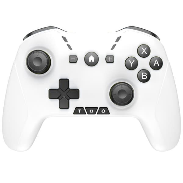 Bluetooth-controller til Switch/PC/Steam/Apple Arcade MFi-spil osv., Switch Pro-controller trådløs med justerbar dobbeltbevægelse, Turbo, Makroer, 6-akset White
