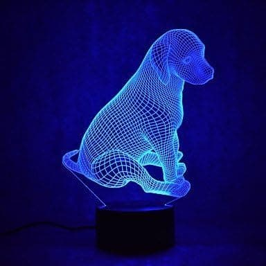 3D Hund Natlampe Optisk Illusion Dyr Natlampe