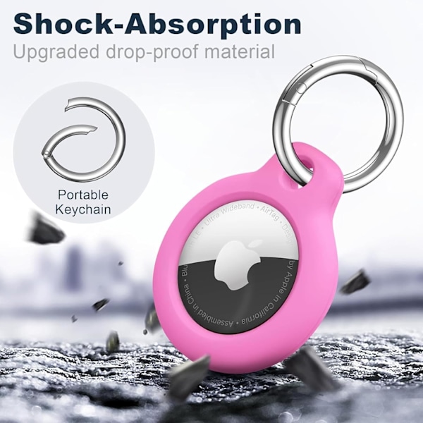 【2-pakkaus】 Airtag-pidike Air Tag -kotelo avaimenperällä, naarmuuntumaton Airtags-avainperä Apple Air Tagseille, Airtag-tarvikkeet GPS-esineiden paikannuslaitteelle, Pink White