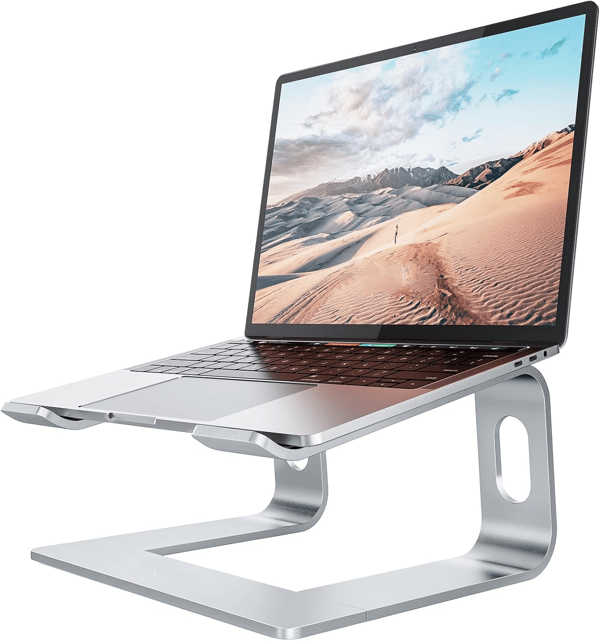 Justerbart ergonomisk laptopstativ for bedre holdning, bærbar og stabil dataholder med ventilasjonsdesign, passer de fleste bærbare datamaskiner