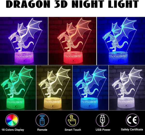 Dragen Lampe, Drageleker Dragon Nattelys for Barn