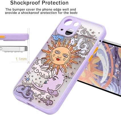 Kompatibel med iPhone 13 Deksel Matt Klar Design Sol Måne