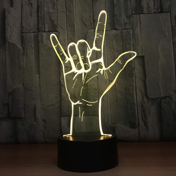 Natlampe 3D Led Jeg Elsker Dig Tegnsprog Natlampe USB