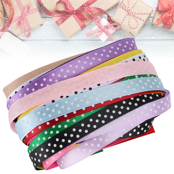 18 stk trykte bånd, ensidig prikk, DIY-tilbehør, bryllupsutstyr, polyester, 10 mm