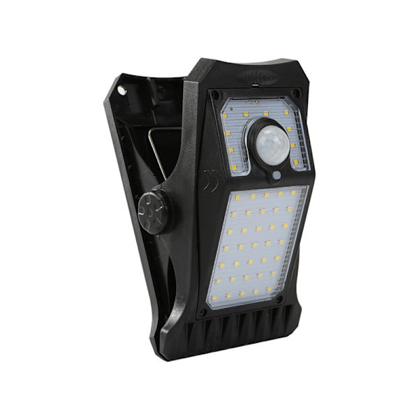 Utendørs solcellelampe med bevegelsessensor til å klemme 3 moduser IP65 vanntett sikkerhetslampe for gjerde, terrasse, garasje (hvitt lys)