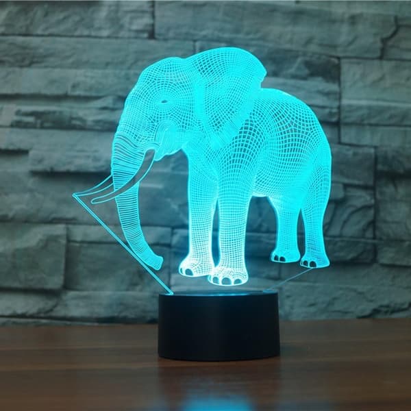 3D Elefant Dyre Natlampe Touch Switch Dekor Bord Skrivebord