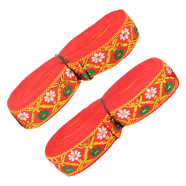 2 st broderade spetsar långa 7 meter bredd 2,5 cm elegant band för hantverk bröllopsdekoration klänningtillverkning presentförpackning röd