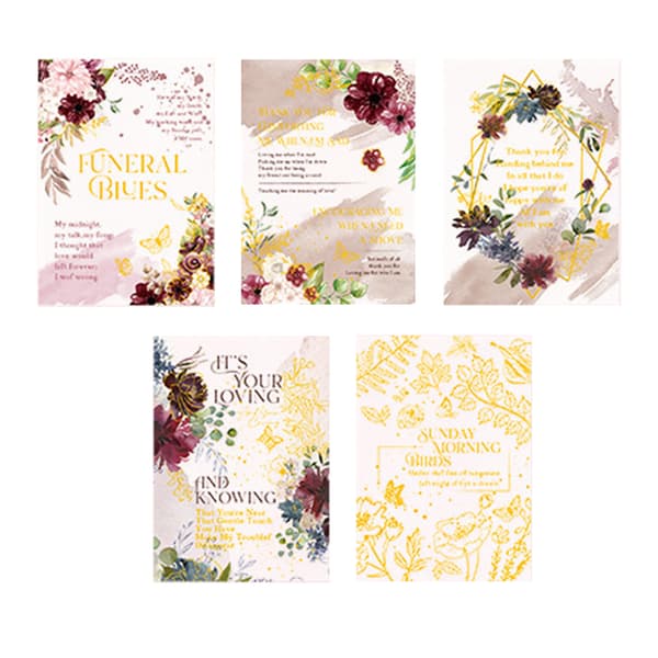 Blonderet Blomster Scrapbog Papir Guld Stempel Exquisite Dekorative DIY Journal Papir til Håndværk