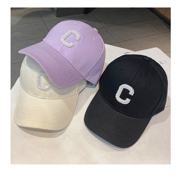 Rhinestone C Letter Justerbar Baseballkeps Brown