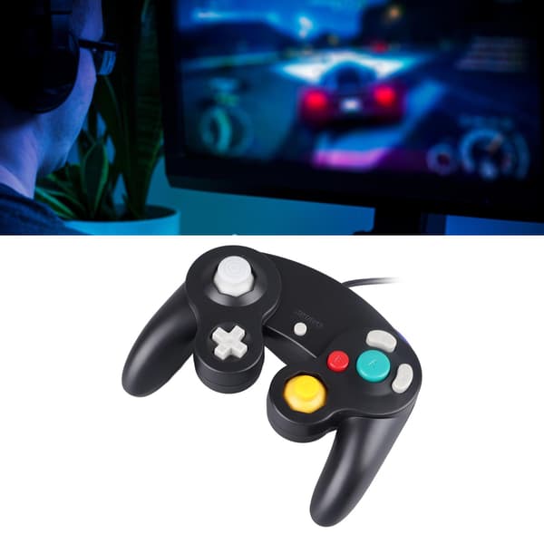 Kablet Game Controller Plug and Play Single Point Vibration Gamepad Joystick til GC til Wii Sort