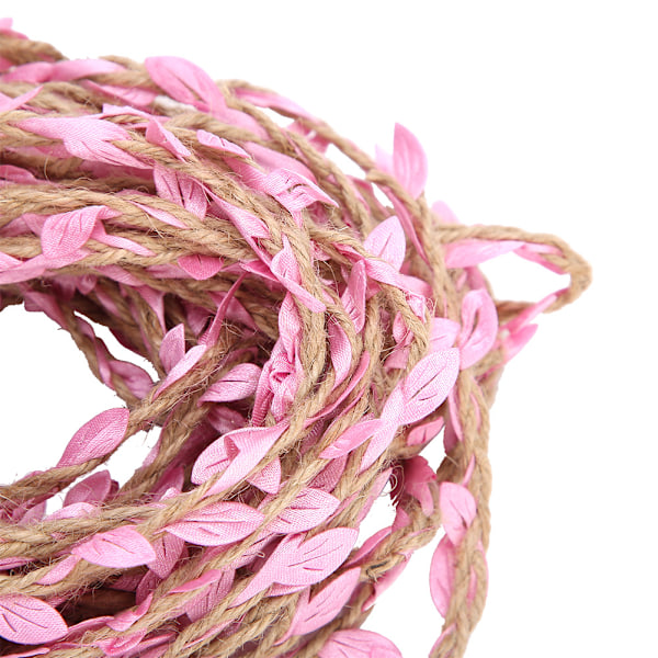 10 meter kunstig blad bånd flettet guirlande vævning hamp reb buket DIY tilbehørPink