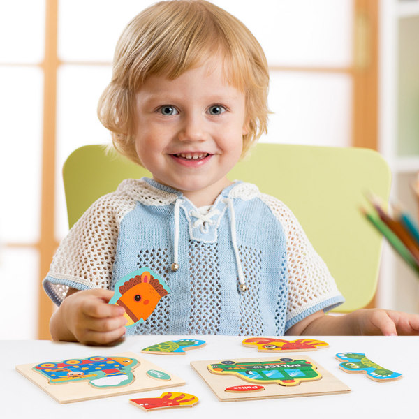 Puslespil til børn, småbørnspuslespil i alderen 1-3-5, træpuslespil