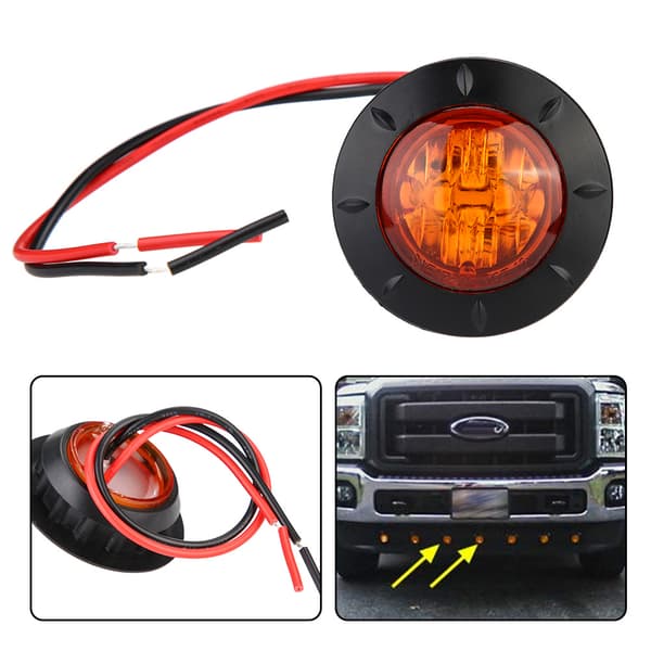 12V 4LED Mini Rund Sidemarker Forseglingslys Lampe Grommet Montering for Tilhenger Lastebil Bobil Hvit