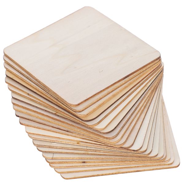 20 st fyrkantiga träskivor barn DIY konst hantverk träflis för koppmatta pussel 9,8 cm