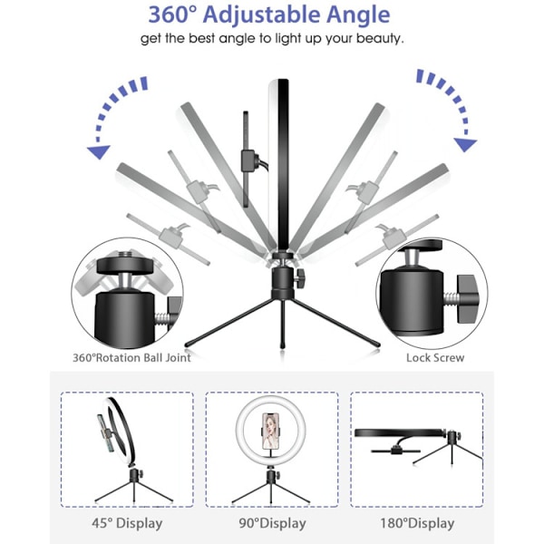 Ring Light 10 tum LED Selfie Stick Ringlampa