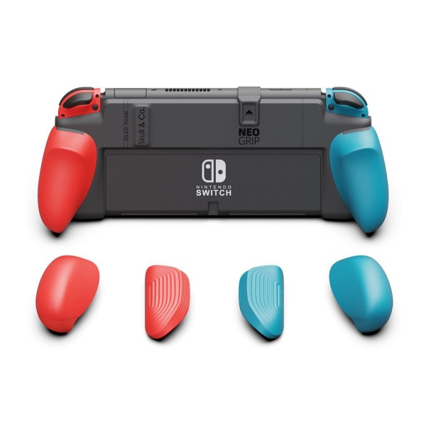 NeoGrip Bundle: Ergonomisk grep med hardt skall og utskiftbare grep [passer til alle håndstørrelser] for Nintendo Switch OLED og vanlig modell