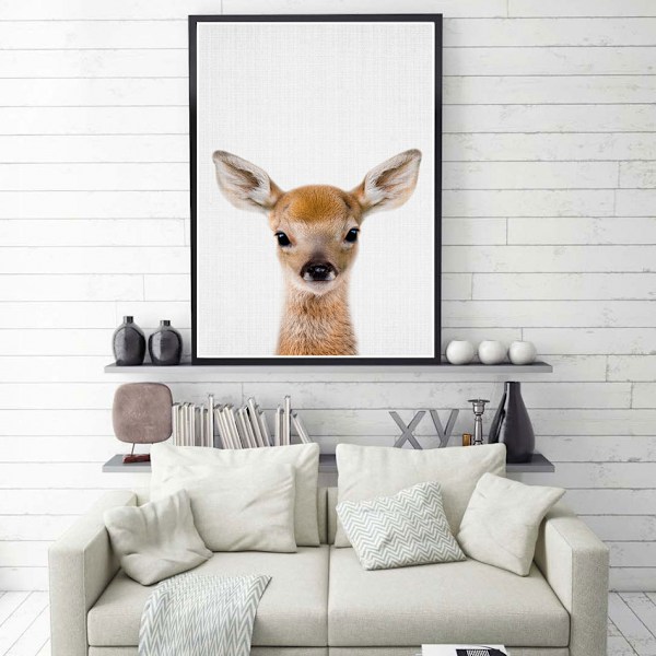Hjortväggkonst Canvas Print Poster, Enkel Fashion Fotografi Konstdekor för Hemmet