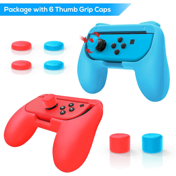 2 kpl Grips yhteensopiva Nintendo Switchille Joy Con & OLED -mallille Joyconille, Kulutusta kestävä kahvakitti yhteensopiva Joy Cons -ohjaimille Red/Blue