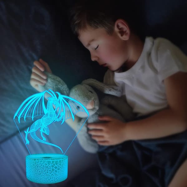 Drage Lampe, Attivolife Illusjon 3D Nattlys 16 Farger Ch