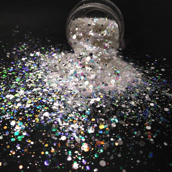 Glitterkonfetti 50g MHB‑22100A Fantasy Color PET Hex DIY Håndverkstilbehør for Negltelefonetui