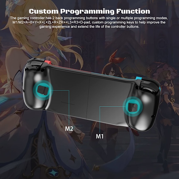 Bluetooth-kontroller för iPhone, Android, direkt spel, låg latens, telefonkontroller spelkontroll joystick för Galaxy S23 S22 S21 20 Ultra, iPhone 14 13 1 Blue+Red