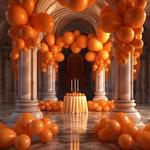 130 st orange ballonger i olika storlekar 18\" 12\" 10\" 5\" ballongbågsset perfekt för födelsedagsfest, examen, babyshower, bröllop, semester Orange