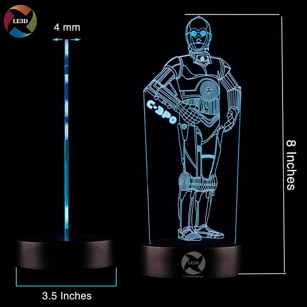 3D Optisk Illusjon Nattlys - 7 LED Fargeskiftende Lampe