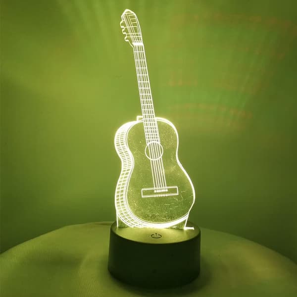 3D Illusjon Nattlys Lampe Gitar - Gitar 3D Illusjon Lampe