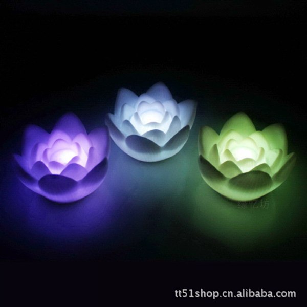 Farverige Lotus Lys LED Emitterende Langsomt Blinkende Nattelys Blomsterlys (5 stk.)