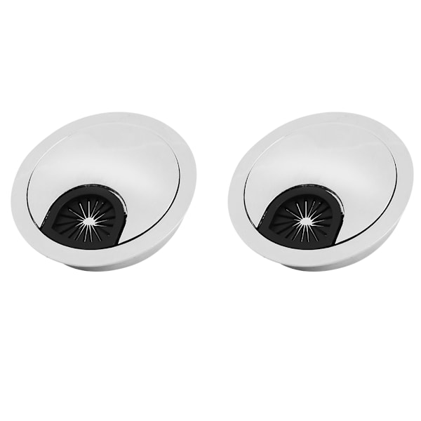 2 stk bordgrommet skrivebord borduttak kabel ledningshull sinklegering toppdeksel 58mm