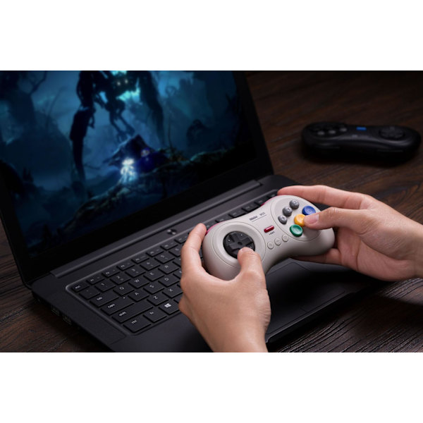 M30 Trådløs Bluetooth Controller Retro Gamepad til Switch, PC Windows, MacOS, Android, Raspberry Pi med Sega Genesis & Sega Mega Drive Style (Hvid White