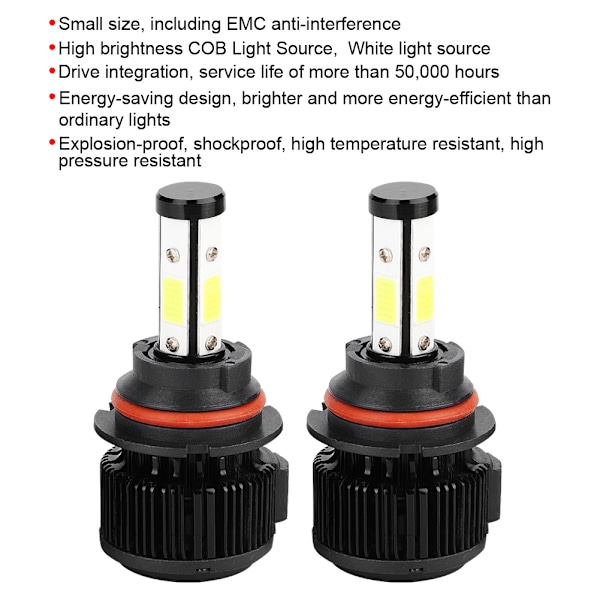 X6-COB Bil LED Forlygter 9004 8000LM Høj Lysstyrke Hvidt Lyskilde LED Pærer