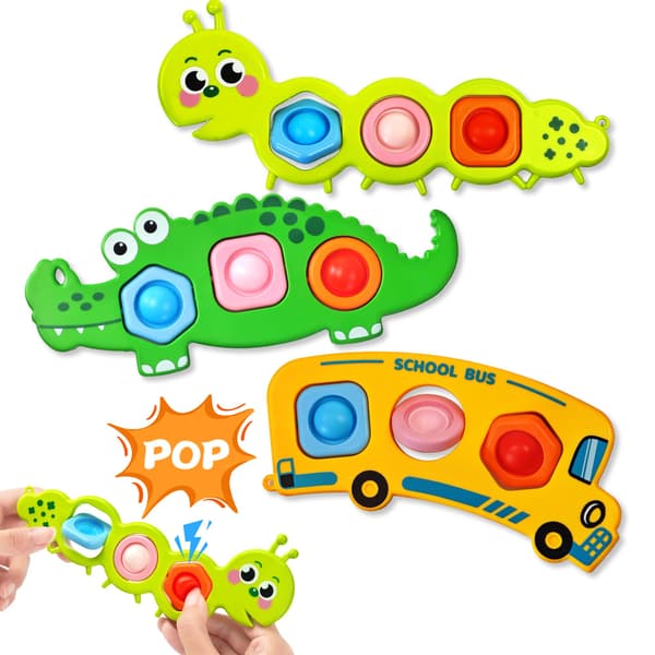 3PC Fidget Popper Sensoriska Leksaker Flygplan Reseaktiviteter för 12+ Månader Gamla Bebisar Julstrumpa Påskkorg Fyllning Present 3