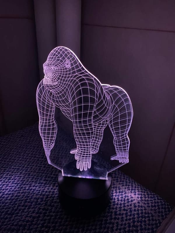 3D Illusjon Nattlys Dyr Orangutang Gorilla Sjimpanser