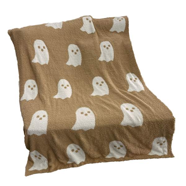 Spöke filt mjuk bekväm andningsbar Halloween filt för att titta på TV Camping Khaki 127x152cm/50x60in 850g/30oz