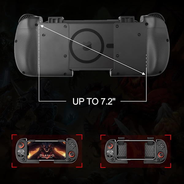 Mobil spelkontroll för iPhone, Android, direkt spel, bärbar Bluetooth minikontroll spelkontroll joystick med magnetisk förvaring för iPhone 14 13 Black