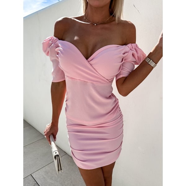 leeve Bodycon Kjole Hofte Wrap Kjoler af Mode 2023(Pink S)