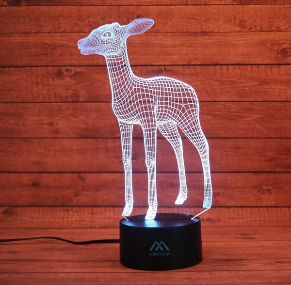 3D Dyr Hjort Natlampe 7 Farve LED Touch Bordlampe