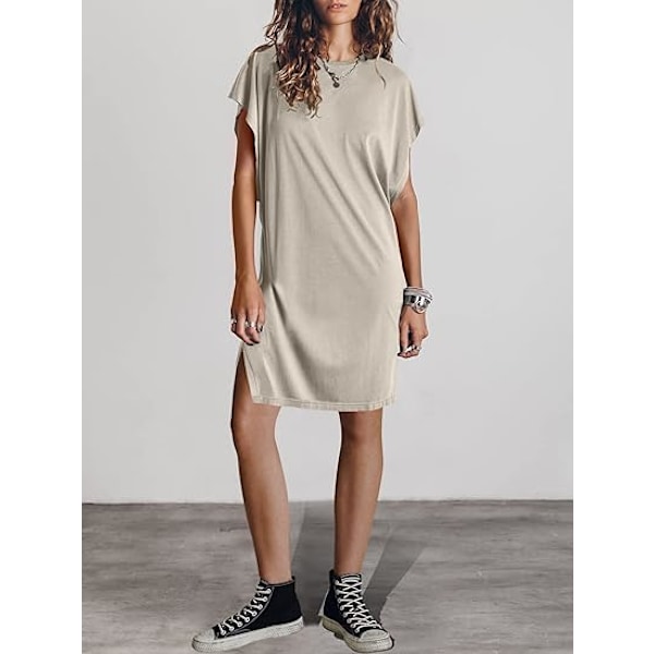 Sommar T-shirt Klänning Dam 2025 Strandsemester Reseoutfits Ledig Enkel Mjuk Mini Solklänning Överdragskläder L