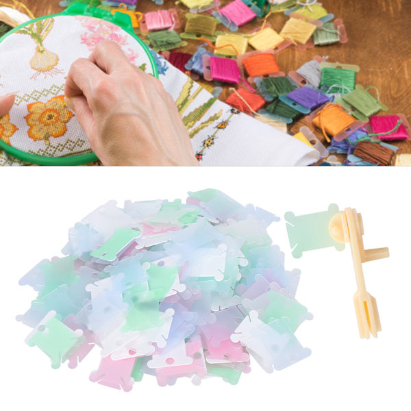 240 st floss bobbin-kort DIY transparent plast broderi sömnad lindningsplatta tillbehör