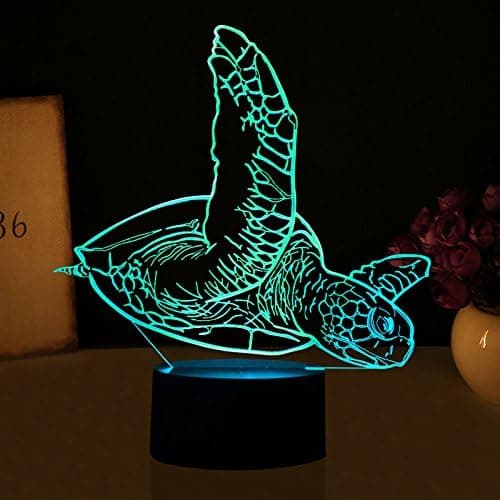 3D Abstrakt Havskildpadde Natlampe USB Touch Switch Dekor Ta