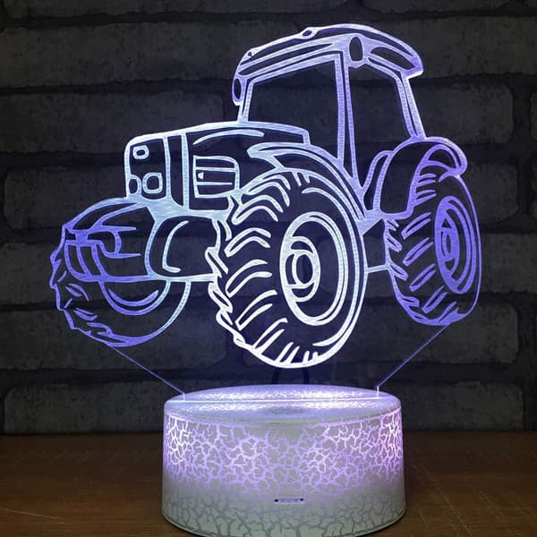 3D Kreative Gaver Traktor LED Lampe Abstrakt Optisk Illusjon