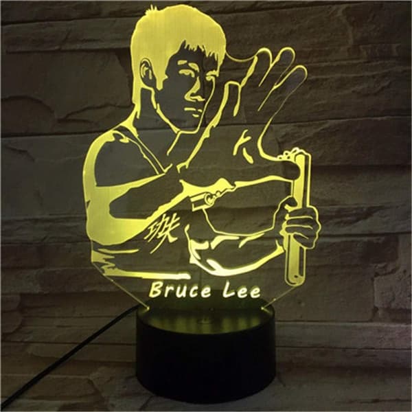 Bruce Lee China Kungfu 3D LED Lampe Natt for Barnerom L