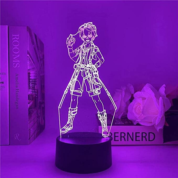 Genshin Impact Bennett Lampe Nattlys Illusionslys 3D for Barn Gutter Jenter Soverom LED Dekorbelysning Barn Julegave Sengelampe Fargerik Bi