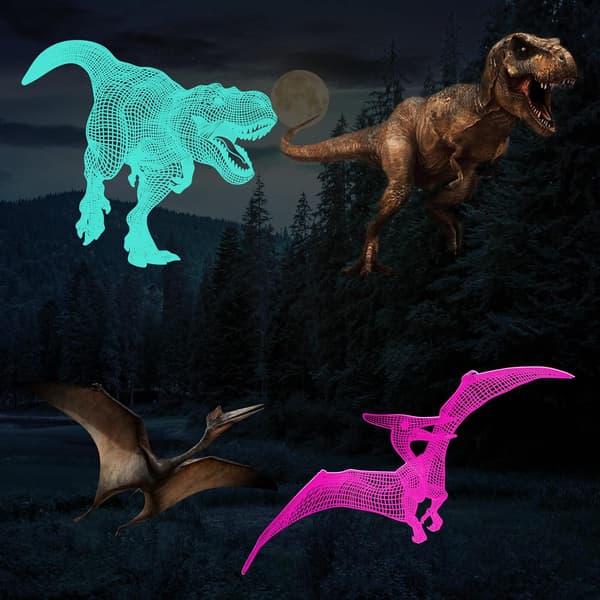 3D Dinosaur Nattlampe for Gutterom, 4-Mønstre og Tidsinnstilling