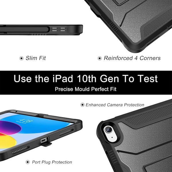 Etui for iPad Pro 11-tommers generasjon 2024, med innebygd skjermbeskytter og støtte, robust fullkroppsbeskyttelsesdeksel Black iPad Pro11(2024)