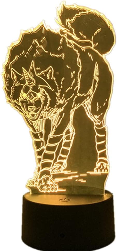 3D LED nattlysfigur egnet for soveromsdekorasjon bordlampe (Ulv)