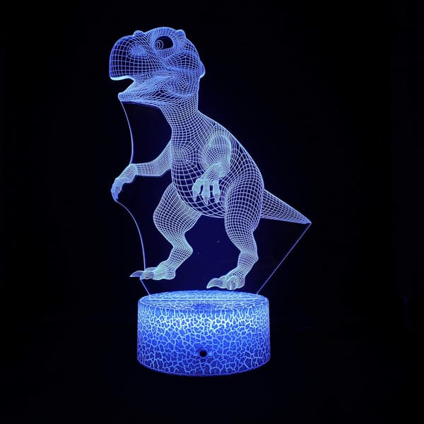 4 stk. 3D Dinosaur Natlampe, ATTOE Led Illusionslampe 16 Co